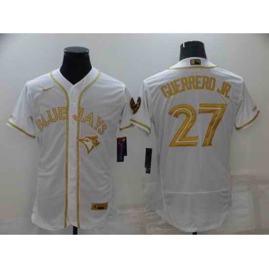 Men's Toronto Blue Jays #27 Vladimir Guerrero Jr. White Gold Alternate Baseball Jersey