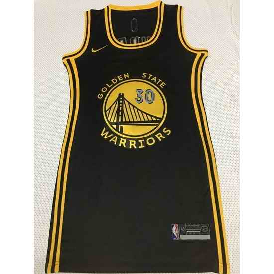 Women Golden Warriors #30 Stephen Curry Dress Stitched Jersey Black