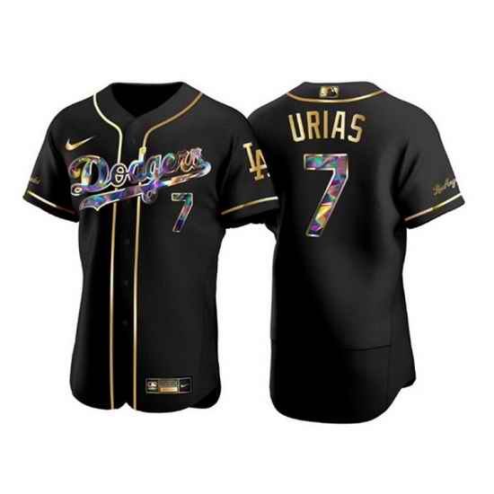 Men Los Angeles Dodgers #7 Julio Urias Black Golden Flex Base Stitched jersey
