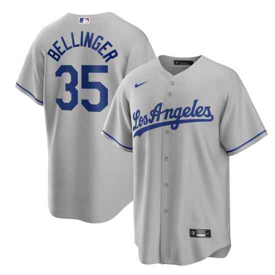Men Los Angeles Dodgers #35 Cody Bellinger Grey Cool Base Stitched Jersey