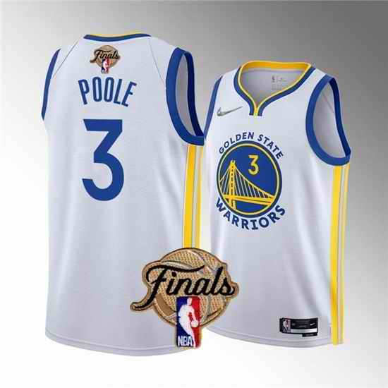 Men Golden State Warriors #3 Jordan Poole 2022 White NBA Finals Stitched Jersey