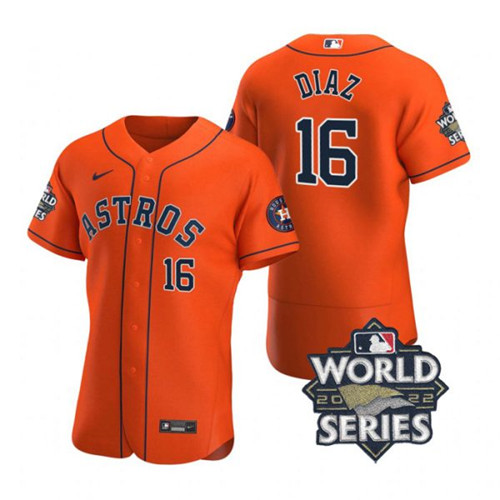 Astros #16 Aledmys Diaz Orange Nike 2022 World Series Flexbase Jersey