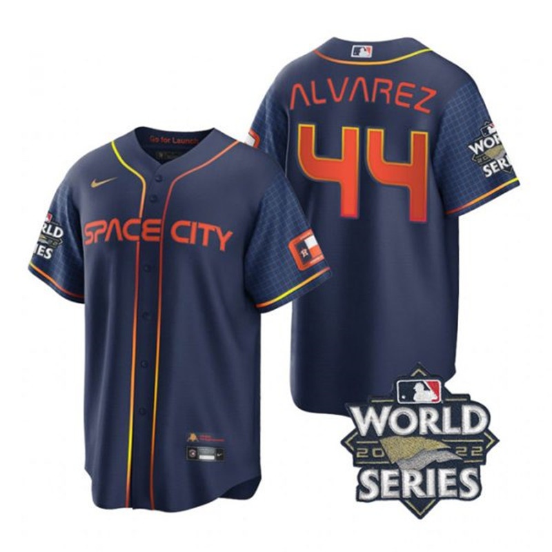 Astros #44 Yordan Alvarez Navy Nike 2022 World Series City Connect Cool Base Jersey