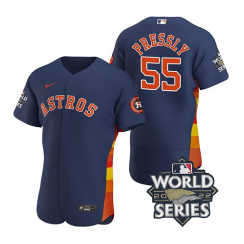 Astros #55 Ryan Pressly Navy Nike 2022 World Series Flexbase Jersey