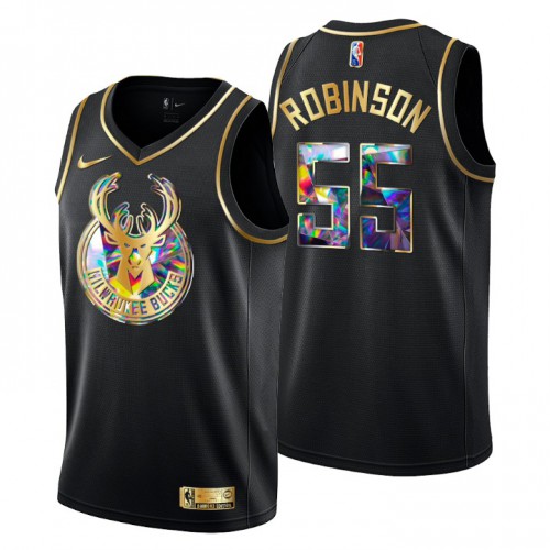 Milwaukee Milwaukee Bucks #55 Justin Robinson Men’s Golden Edition Diamond Logo 2021/22 Swingman Jersey – Black Men’s