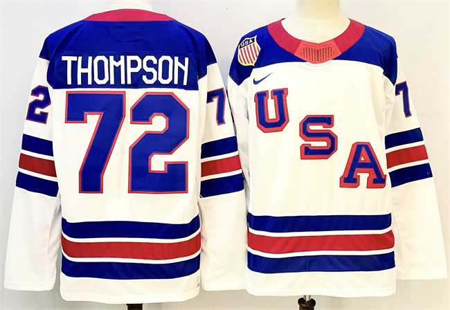 Men%27s USA #72 Tage Thompson White 2025-2026 Stitched Jersey