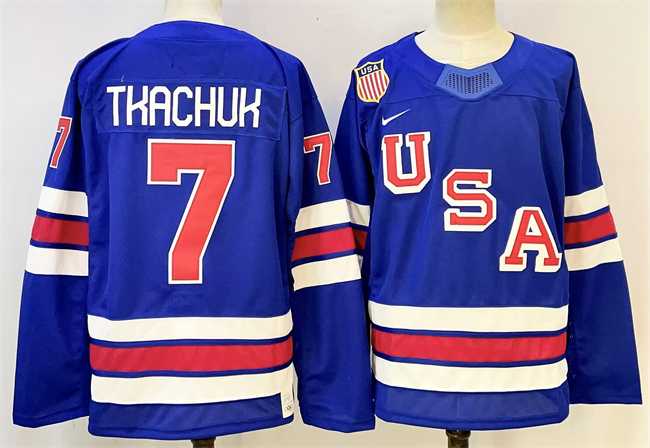 Men%27s USA #7 Brady Tkachuk Royal 2025-2026 Stitched Jersey