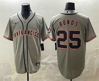 Men%27s San Francisco Giants #25 Barry Bonds Gray Cool Base Jersey