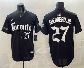 Men%27s Toronto Blue Jays #27 Vladimir Guerrero Jr Black Gothic North Edition Limited Stitched Jersey Dzhi