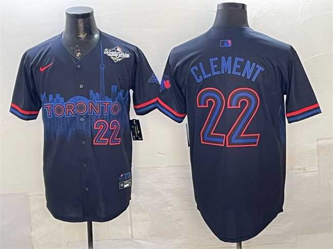 Men%27s Toronto Blue Jays #22 Ernie Clement Navy 2025 World Series City Connect Limited Stitched Jersey Dzhi
