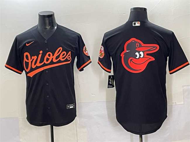 Men%27s Baltimore Orioles Black Team Big Logo Cool Base Stitched Jersey