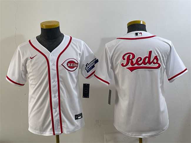 Youth Cincinnati Reds Team Big Logo White 2025 Speedway Classic Stitched Jersey