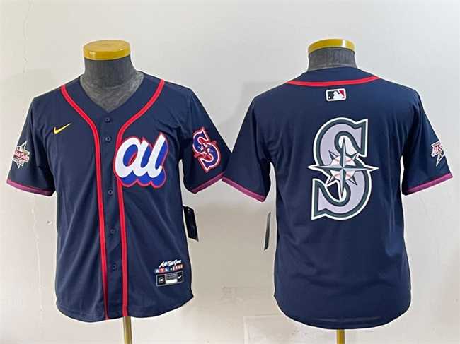Women%27s American League Seattle Mariners Team Big Logo Navy 2025 All-Star Edition Limited Stitched Baseball Jersey(Run Small)