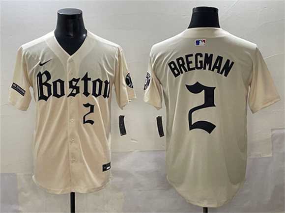 Men%27s Boston Red Sox #2 Alex Bregman Cream Gothic Vapor Limited Stitched Baseball Jersey