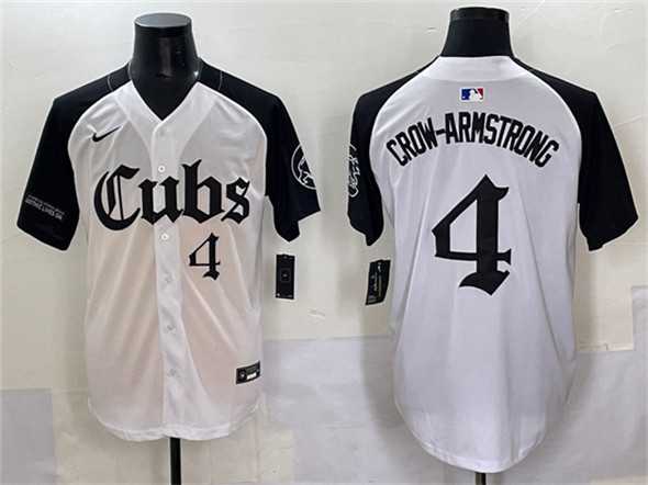 Men%27s Chicago Cubs #4 Pete Crow-Armstrong White Black %27Gothic North Side Edition%27 Vapor Premier Limited Stitched Baseball Jersey