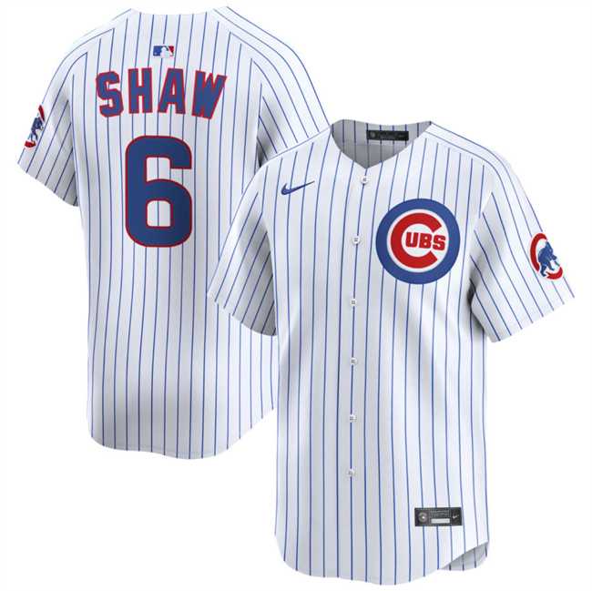 Men%27s Chicago Cubs #6 Matt Shaw White Home Limited Stitched Baseball Jersey Dzhi
