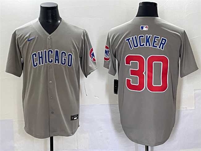 Men%27s Chicago Cubs #30 Kyle Tucker Gray Limited Stitched Baseball Jersey