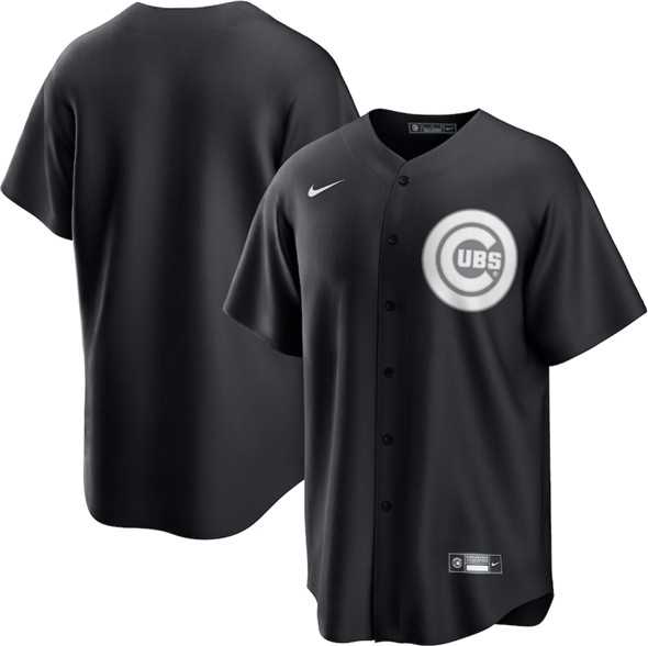 Men%27s Chicago Cubs Blank Black Lights Out Limited Stitched Baseball Jersey Dzhi