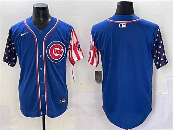 Men%27s Chicago Cubs Blank Royal 2025 Independence Day Vapor Premier Limited Stitched Baseball Jersey