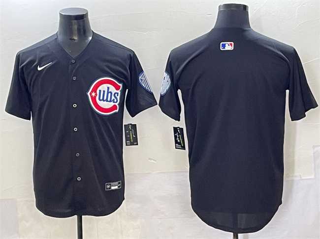 Men%27s Chicago Cubs Blank Black Limited Stitched Baseball Jersey