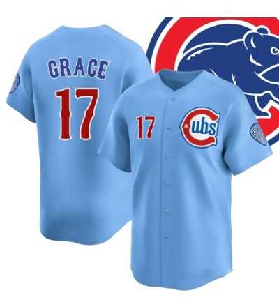Men%27s Chicago Cubs #17 Mark Grace Blue 2024-25 2nd Alternate Limited Stitched Baseball Jersey Dzhi