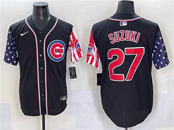 Men%27s Chicago Cubs #27 Seiya Suzuki Black 2025 Independence Day Vapor Premier Limited Stitched Baseball Jersey