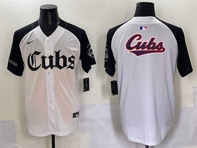 Men%27s Chicago Cubs Team Big Logo White Black %27Gothic North Side Edition%27 Vapor Premier Limited Stitched Baseball Jersey