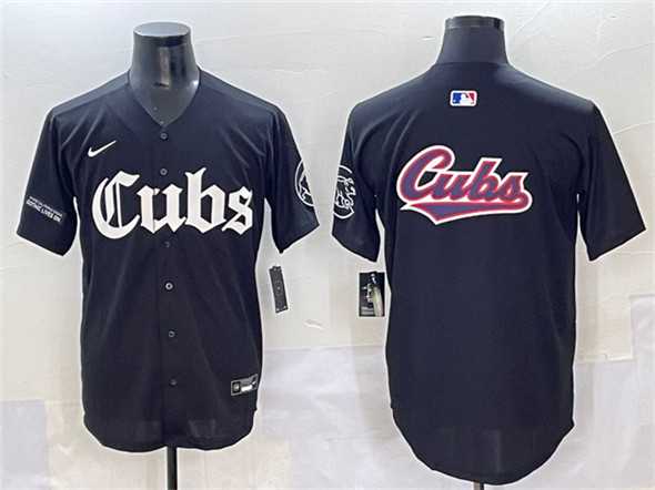 Men%27s Chicago Cubs Team Big Logo Black %27Gothic North Side Edition%27 Vapor Premier Limited Stitched Baseball Jersey