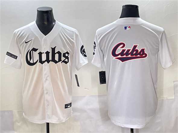 Men%27s Chicago Cubs Team Big Logo White %27Gothic North Side Edition%27 Vapor Premier Limited Stitched Baseball Jersey