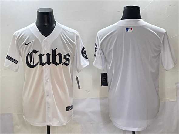 Men%27s Chicago Cubs Blank White %27Gothic North Side Edition%27 Vapor Premier Limited Stitched Baseball Jersey