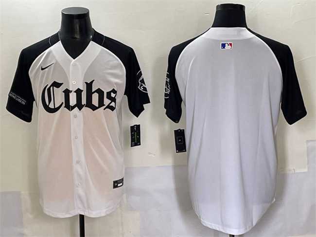 Men%27s Chicago Cubs Blank White Black %27Gothic North Side Edition%27 Vapor Premier Limited Stitched Baseball Jersey