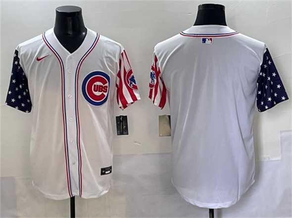 Men%27s Chicago Cubs Blank White 2025 Independence Day Vapor Premier Limited Stitched Baseball Jersey