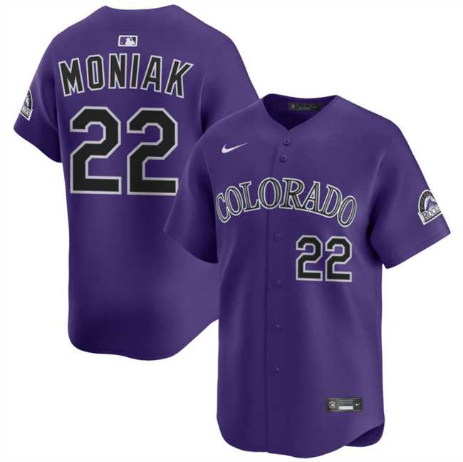 Men%27s Colorado Rockies #22 Mickey Moniak Purple Limited Stitched Baseball Jersey Dzhi