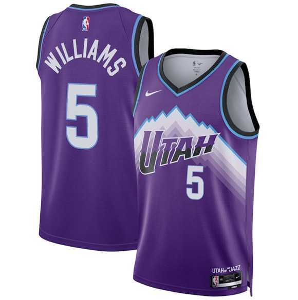 Men%27s Utah Jazz #5 Cody Williams Purple 2025 Icon Edition Stitched Jersey Dzhi