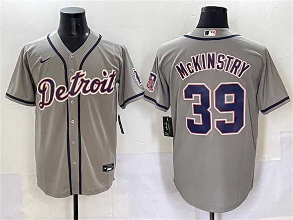 Men%27s Detroit Tigers #39 Zach McKinstry Gray Cool Base Stitched Baseball Jersey