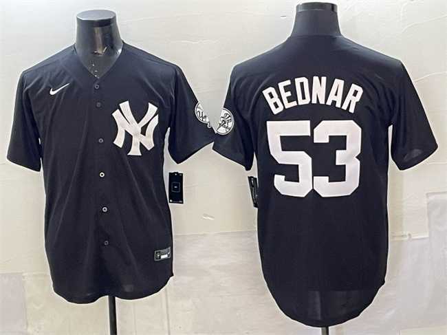 Men%27s New York Yankees #53 David Bednar Black Stitched Jersey