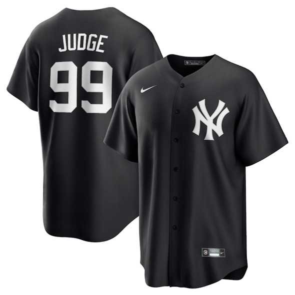Men%27s New York Yankees #99 Aaron Judge Black Lights Out Limited Stitched Baseball Jersey Dzhi