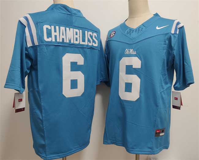 Men%27s Ole Miss Rebels #6 Trinidad Chambliss Blue 2025 F.U.S.E. Stitched jersey