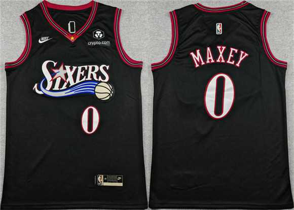 Men%27s Philadelphia 76ers #0 Tyrese Maxey Black 2025 Classic Edition Stitched Stitched Jersey