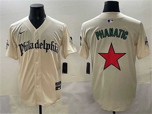 Men%27s Philadelphia Phillies Cream Phanatic Gothic Vapor Limited Stitched Jersey