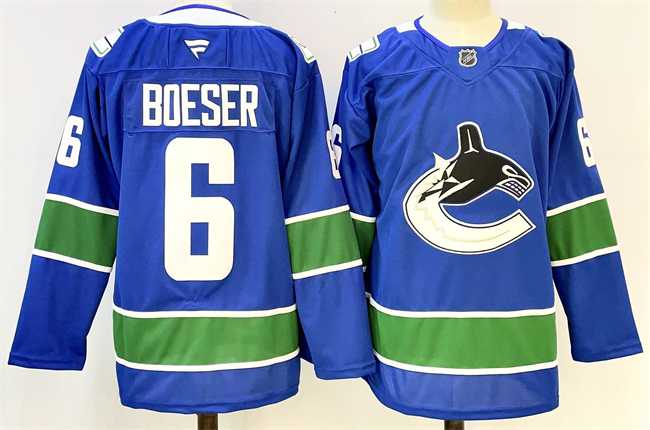 Men%27s Vancouver Canucks #6 Brock Boeser Royal 2024-25 Home Stitched Hockey Jersey