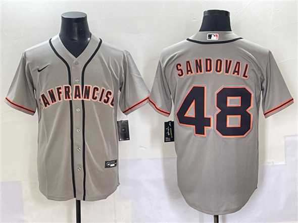 Men%27s San Francisco Giants #48 Pablo Sandoval Gray Cool Base Stitched Baseball Jersey