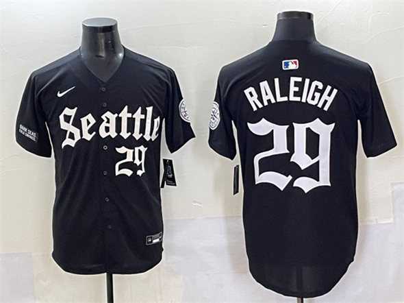 Men%27s Seattle Mariners #29 Cal Raleigh Black %27Deep Sea Gothic Edition%27 Vapor Premier Limited Stitched Baseball Jersey