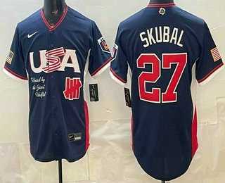 Men%27s USA Undefeated #27 Tarik Skubal Navy 2026 World Baseball Classic Cool Base Jersey
