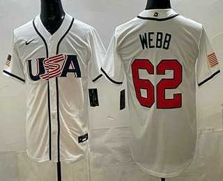 Men%27s USA #62 Logan Webb White 2026 World Baseball Classic Cool Base Jersey
