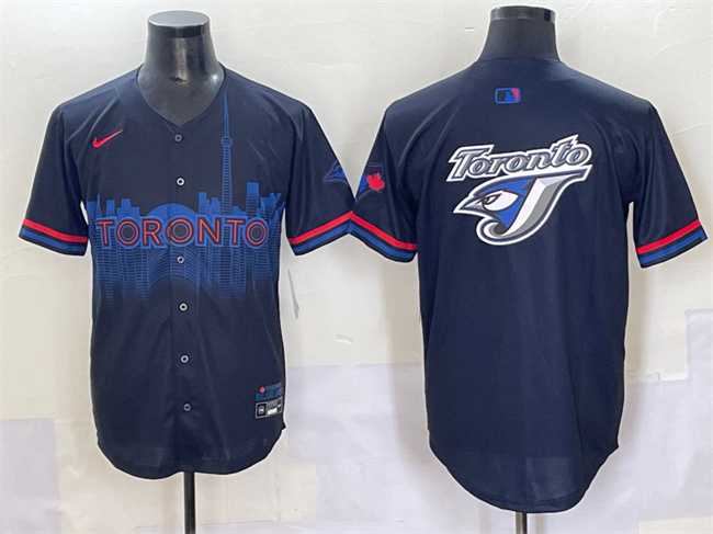 Men%27s Toronto Blue Jays Team Big Logo Navy 2024 City Connect Limited Stitched Baseball Jersey