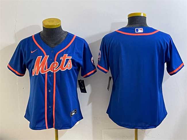 Women%27s New York Mets Blank Royal Cool Base Stitched Baseball Jersey(Run Small)
