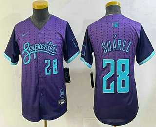 Youth Arizona Diamondbacks #28 Eugenio Suarez Number Purple 2025 City Connect Limited Jersey