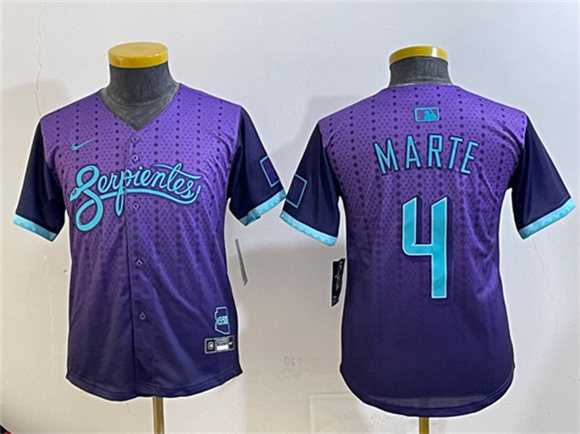 Youth Arizona Diamondbacks #4 Ketel Marte Purple 2025 City Connect Limited Stitched Baseball Jersey