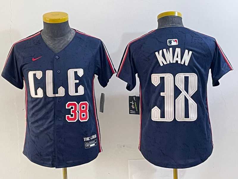 Youth Cleveland Guardians #38 Steven Kwan Navy 2024 City Connect Limited Stitched Baseball Jerseys